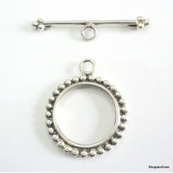 C0001- Clasp,toggle,oxidised,sterling silver,20 mm double sided round